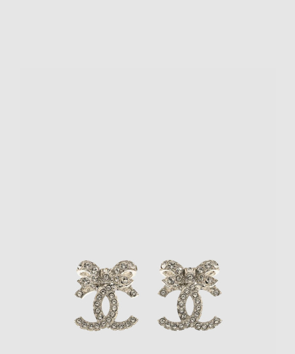 [CHANEL-샤넬] CC 로고 리본 크리스탈 이어링 ABA922