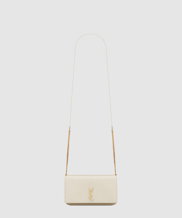 [SAINT LAURENT-생로랑] 스무스 가죽 소재의 스트랩 장식 MONOGRAM 폰 홀더 635095