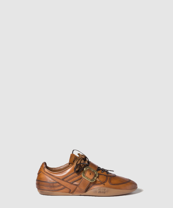 [MIU MIU-미우미우] 버클 장식 가죽 스니커즈 5E549E