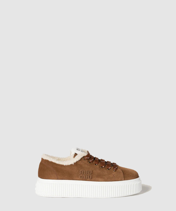 [MIU MIU-미우미우] 스웨이드와 시어링 스니커즈 5E389E